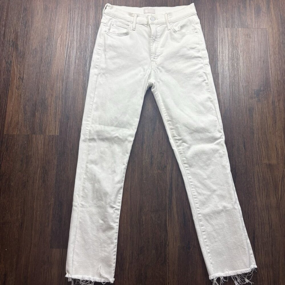 Mother High Waisted Crop Fray Jeans Fairest Of Them All White Women’s  Size 26